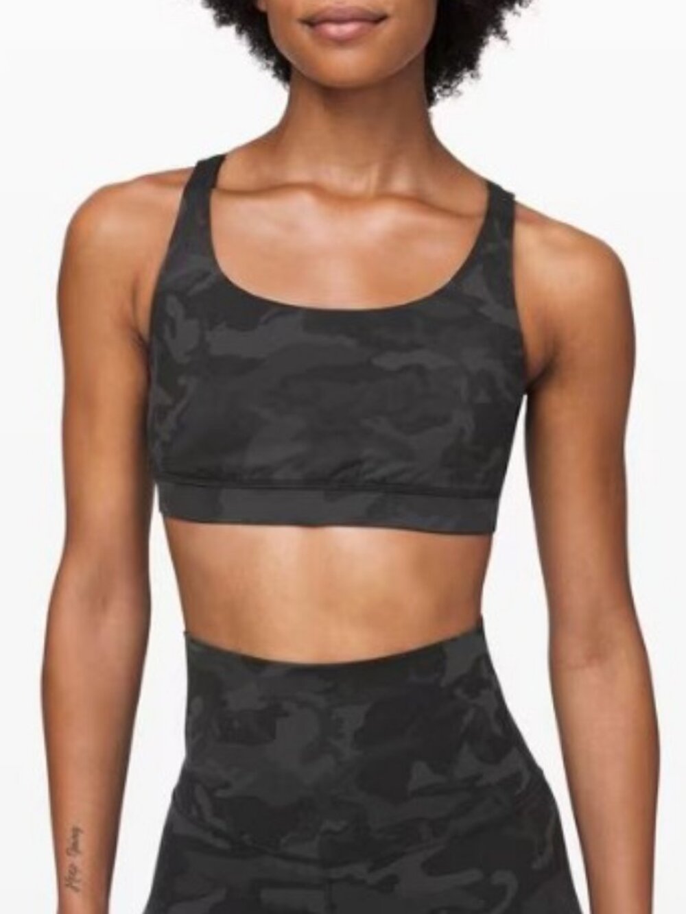 Lululemon camouflage Energy bra black, grey women's size 4